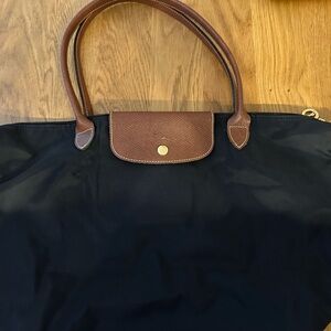 Longchamp Black and Brown Tote Bag